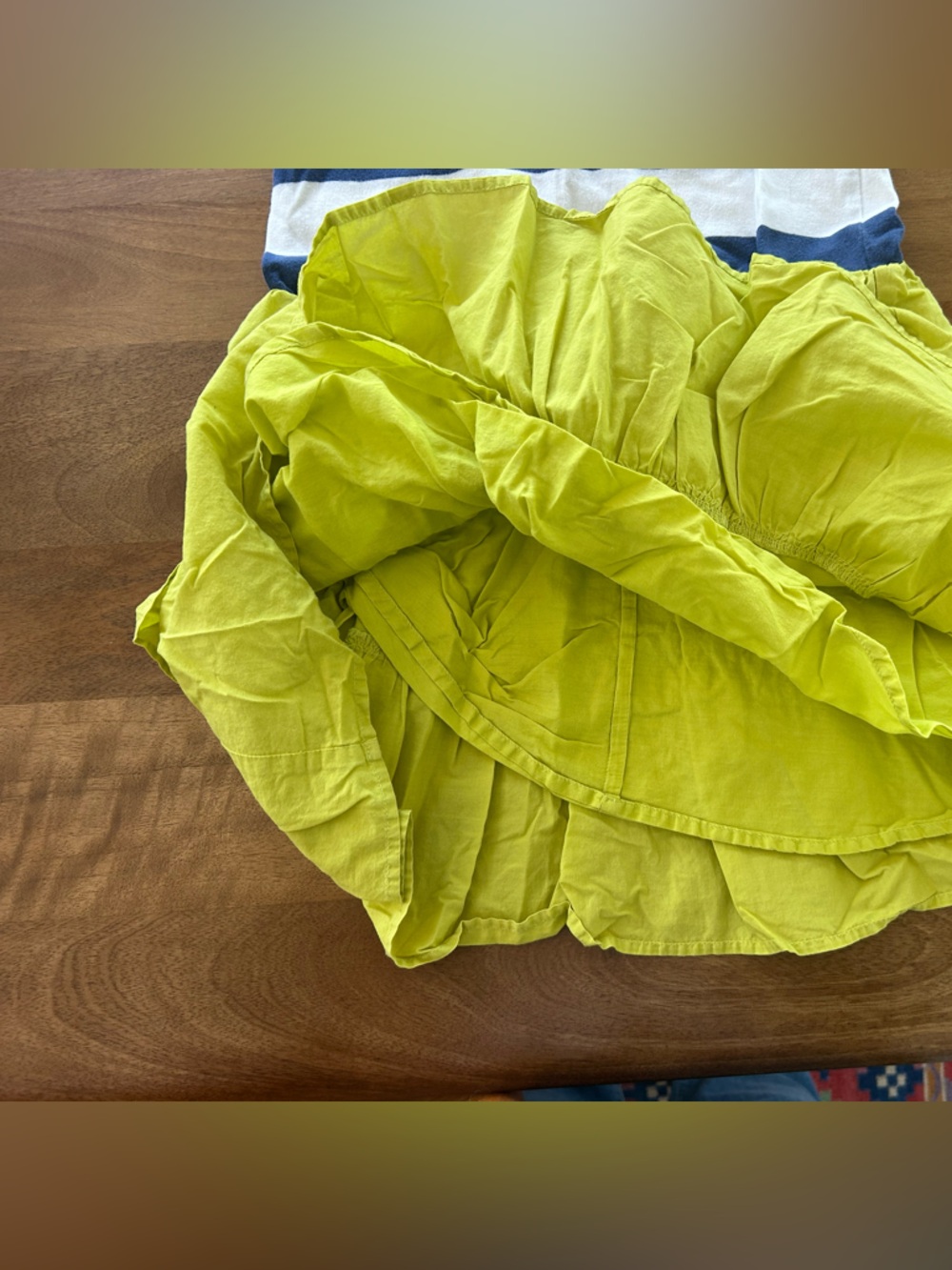 Mini Boden Striped Dress with Pink Anchor and Lime Green Ruffles - Size 9-10y - Picture 6 of 10